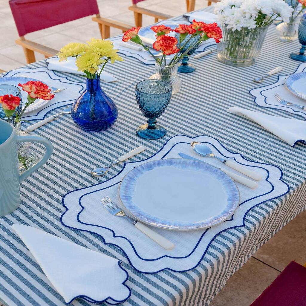Mariaida Home Brisa Amerikan Servis Peçete Set Kırık Beyaz Mavi
