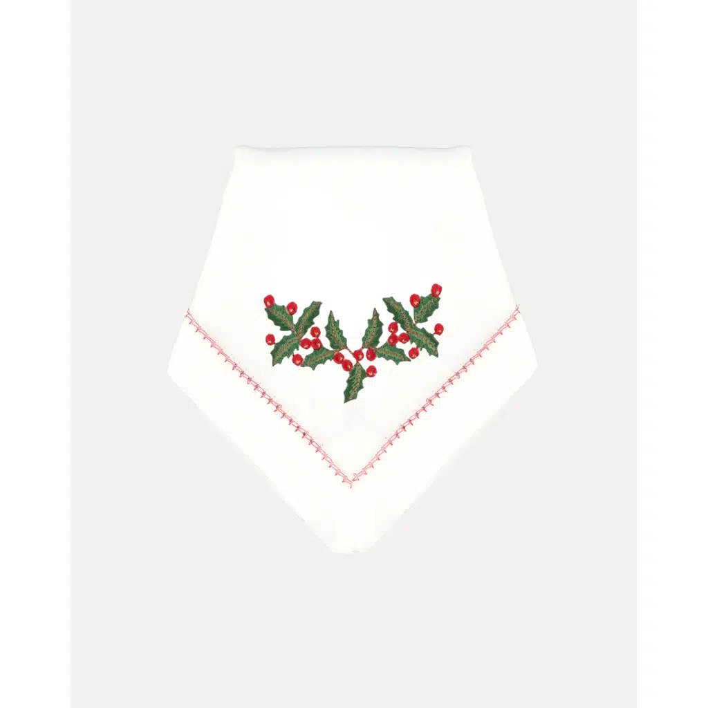 Mariaida Home Christmas Çiçek Nakışlı Peçete Beyaz