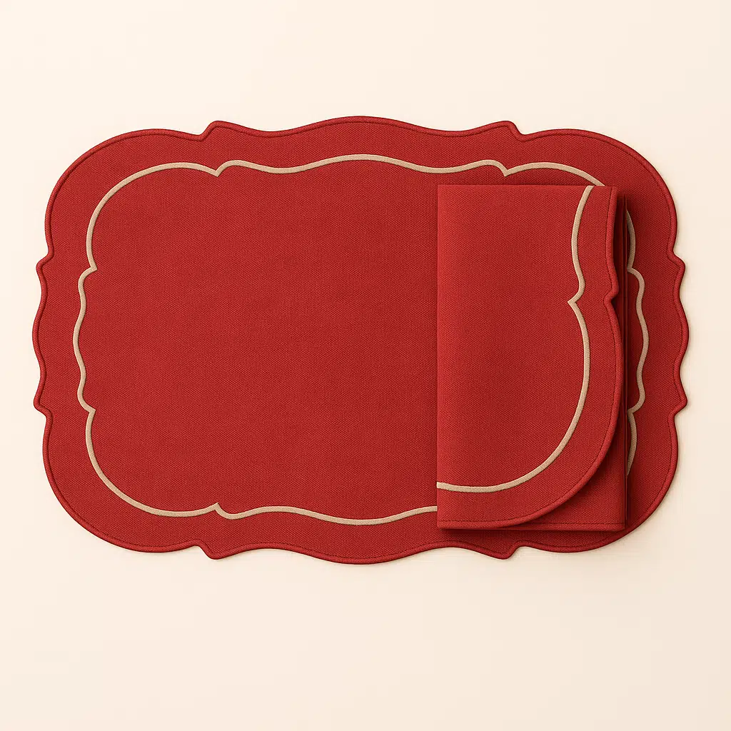 Mariaida Home Clou Amerikan Servis Peçete Set Kiremit Kırık Beyaz