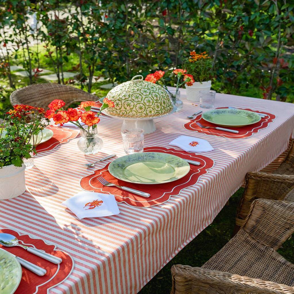 Mariaida Home Clou Amerikan Servis Peçete Set Kiremit Kırık Beyaz