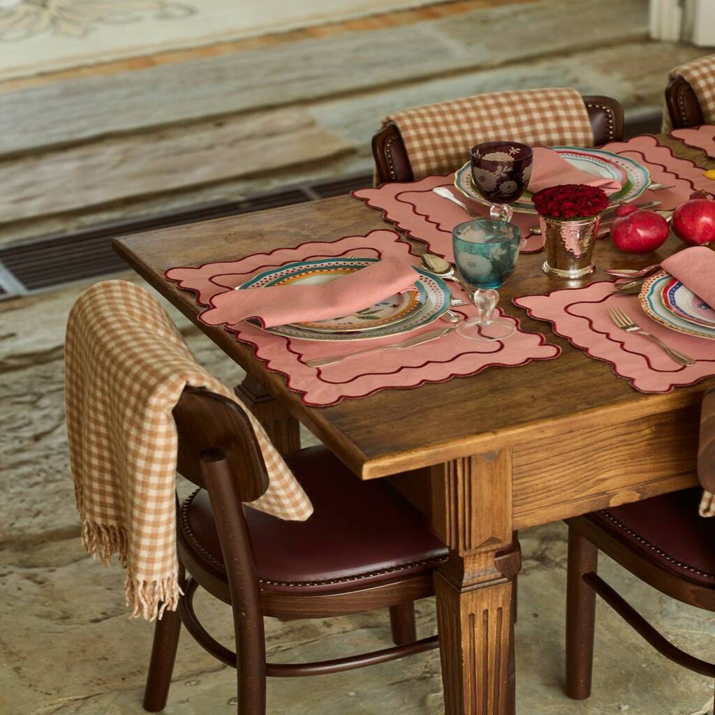 Mariaida Home Esmeralda Amerikan Servis Peçete Set Açık Pembe 