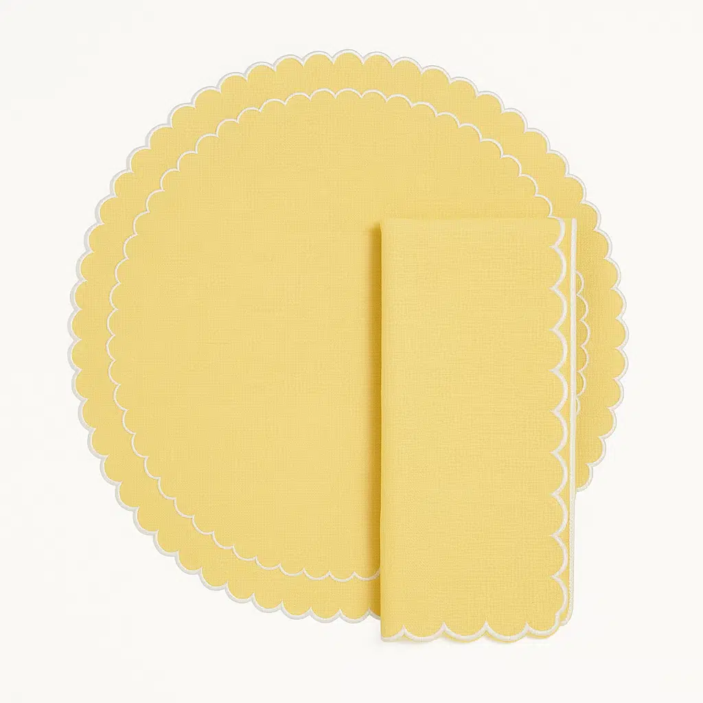 Mariaida Home Filipa Amerikan Servis Peçete Set Sarı Beyaz