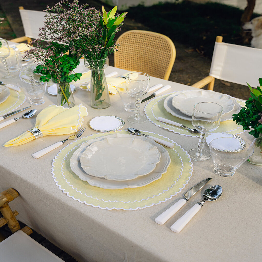 Mariaida Home Filipa Amerikan Servis Peçete Set Sarı Beyaz