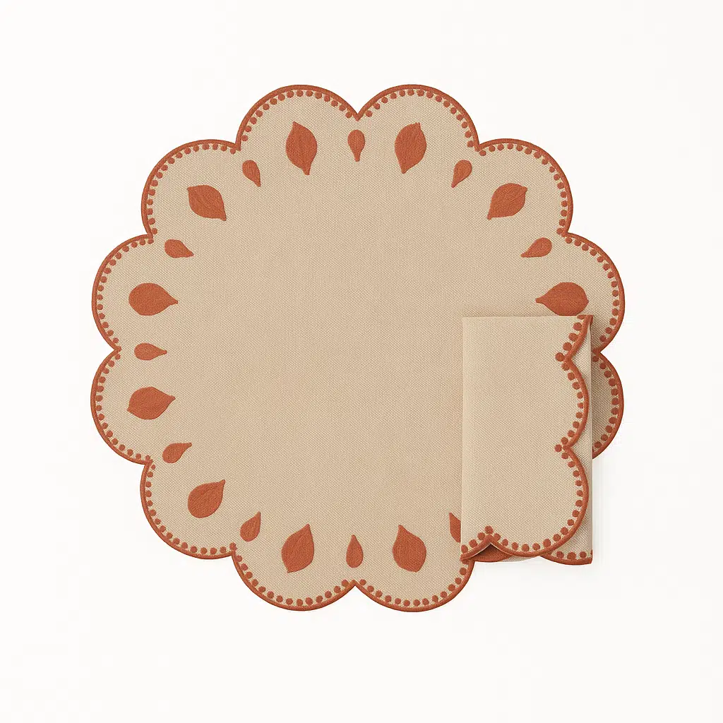 Mariaida Home Gotas Amerikan Servis Peçete Set Bej Kiremit