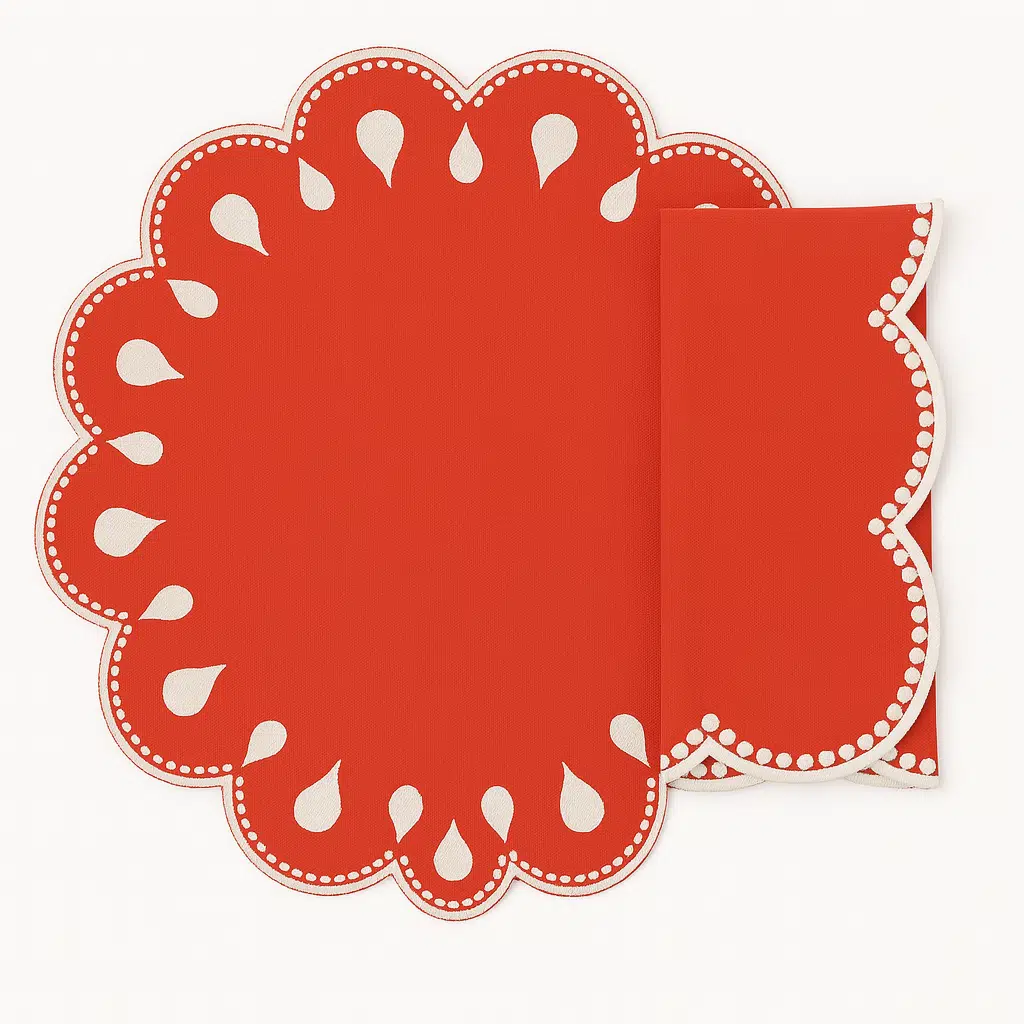 Mariaida Home Gotas Amerikan Servis Peçete Set Kiremit Beyaz