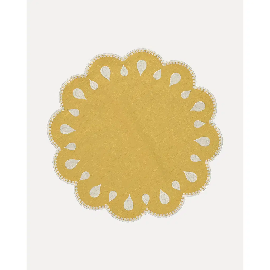 Mariaida Home Gotas Amerikan Servis Sarı Beyaz