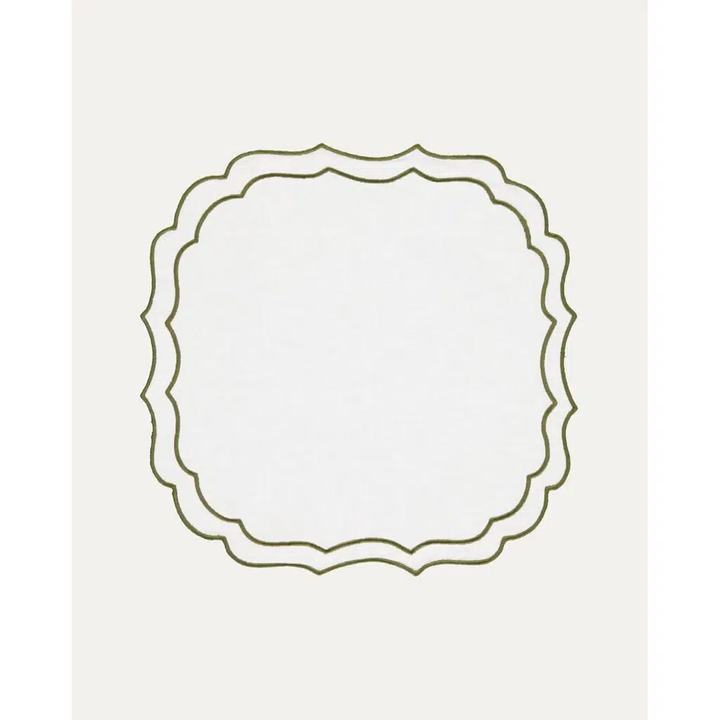 Mariaida Home Greta Amerikan Servis Peçete Set Beyaz Yeşil