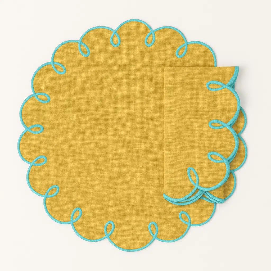 Mariaida Home Lisboa Amerikan Servis Peçete Set Sarı Turkuaz