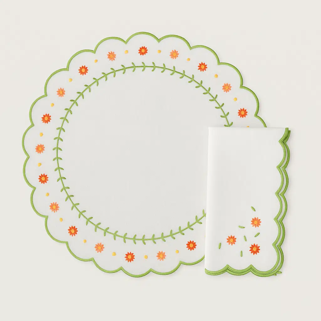 Mariaida Home Margaridas Amerikan Servis Peçete Set Turuncu