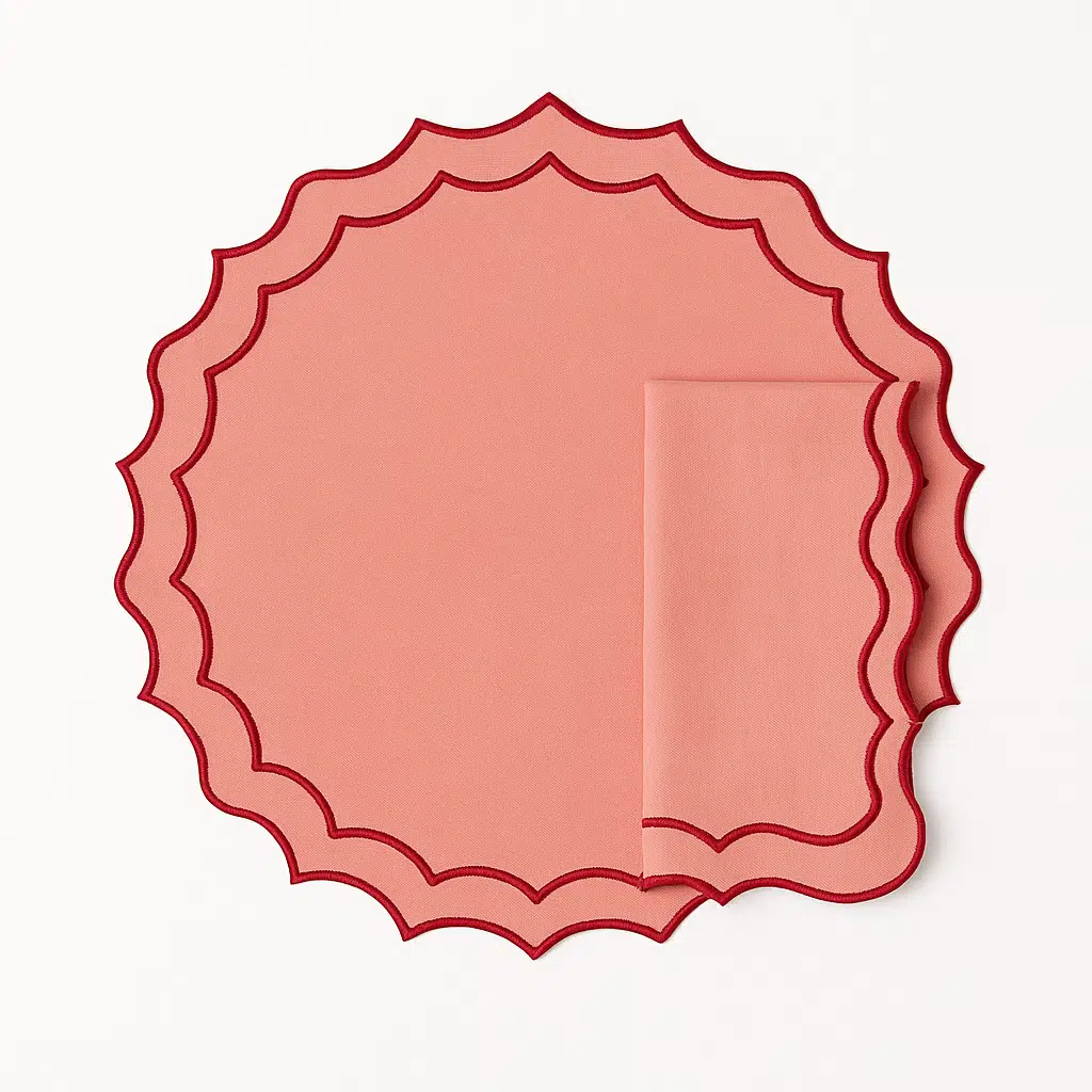 Mariaida Home Navy Amerikan Servis Peçete Set Somon Kırmızı