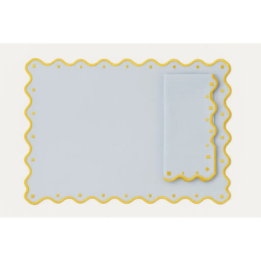 Mariaida Home Porto Amerikan Servis Peçete Set Beyaz Sarı