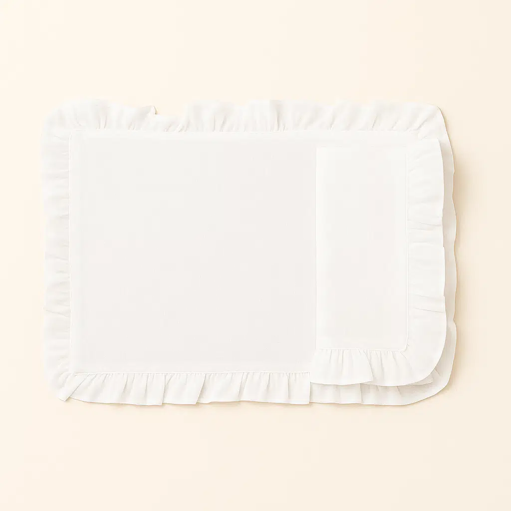 Mariaida Home Ruffle Amerikan Servis Peçete Set Beyaz